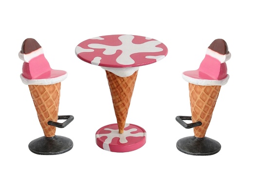 JBTH378C DELICIOUS LOOKING PINK ICE CREAM TABLE 2 ICE CREAM CHAIRS ALL FLAVORS AVAILABLE
