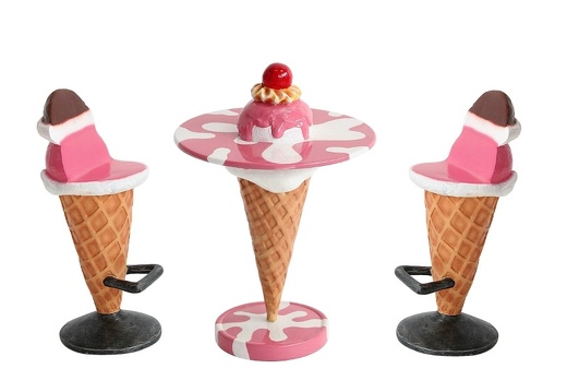 JBTH378D DELICIOUS LOOKING PINK ICE CREAM TABLE WITH TOPING 2 ICE CREAM CHAIRS ALL FLAVORS AVAILABLE
