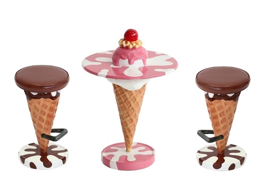 JBTH379B DELICIOUS PINK ICE CREAM CHERRY TABLE WITH TOPPING 2 CHAIRS ALL FLAVORS AVAILABLE