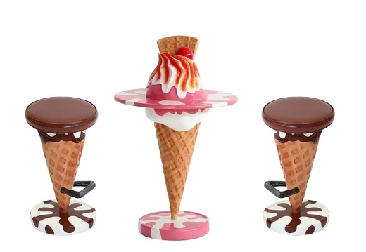 JBTH379C DELICIOUS PINK ICE CREAM TABLE WITH TOPPING 2 CHAIRS ALL FLAVORS AVAILABLE