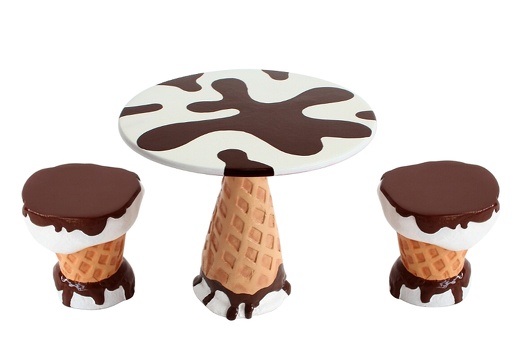 JBTH381C DELICIOUS LOOKING UPSIDE DOWN CHOCOLATE ICE CREAM TABLE 2 ICE CREAM CHAIRS ALL FLAVORS AVAILABLE