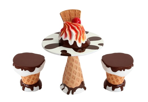 JBTH381E DELICIOUS LOOKING UPSIDE DOWN CHOCOLATE ICE CREAM TABLE WITH TOPING 2 ICE CREAM CHAIRS ALL FLAVORS AVAILABLE
