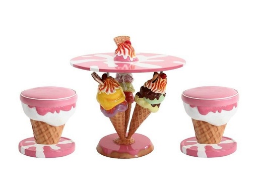 JBTH388 DELICIOUS LOOKING ICE CREAM TABLE 2 ICE CREAM CHAIRS ALL ICE CREAM COLORS AVAILABLE