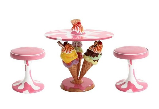 JBTH389 DELICIOUS LOOKING ICE CREAM TABLE 2 ICE CREAM COLORED STOOLS ALL ICE CREAM COLORS AVAILABLE