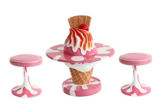 JBTH393 DELICIOUS LOOKING LARGE ICE CREAM TABLE DELICIOUS LOOKING ICE CREAM COLORED STOOLS