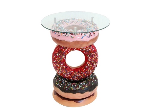 JBTH417 DELICIOUS LOOKING CHOCOLATE DOUGHNUT TABLE SMALL GLASS TOP