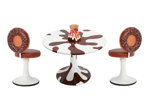 JBTH419AA DELICIOUS LOOKING CHOCOLATE TABLE 2 DOUGHNUT CHAIRS