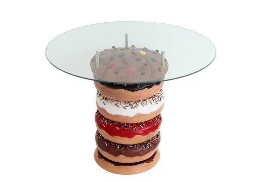 JBTH431 DELICIOUS LOOKING CHOCOLATE DOUGHNUT CHOCOLATE CHIP COOKIE TABLE LARGE GLASS TOP