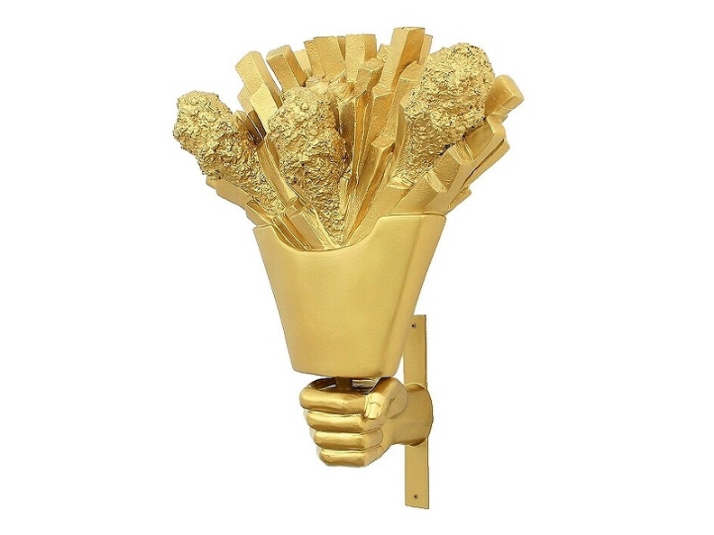 JJ142_GOLD_CHICKEN_CHIPS_IN_LARGE_HAND_ADVERTISING_DISPLAY_WALL_MOUNTED.JPG