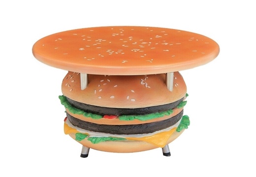 JJ157 DELICIOUS LOOKING DOUBLE CHEESE BURGER CENTER TABLE BUN EFFECT TOP LARGE TOP