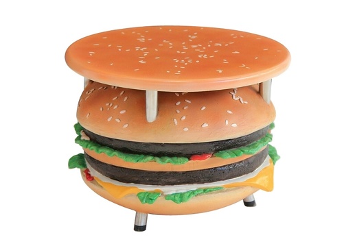 JJ158 DELICIOUS LOOKING DOUBLE CHEESE BURGER CENTER TABLE BUN EFFECT TOP SMALL TOP