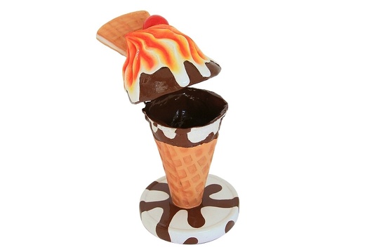 JJ185 DELICIOUS CHOCOLATE ICE CREAM WITH WAFFLE CHERRY FUNCTIONAL BIN 3 FOOT TALL 2