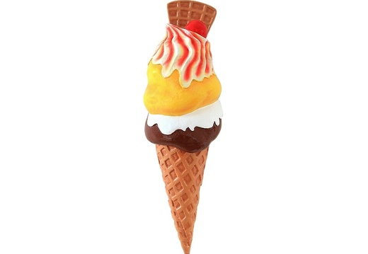 JJ193 DELICIOUS HALF ICE CREAM WITH WAFFLE CHERRY ADVERTISING DISPLAY 18 INCH WALL MOUNTED