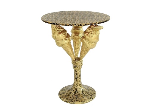 JJ197 DELICIOUS LOOKING GOLD 3 TIER ICE CREAM TABLE LARGE
