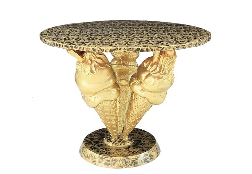 JJ198 DELICIOUS LOOKING GOLD 3 TIER ICE CREAM TABLE SMALL