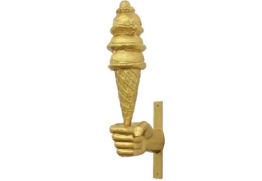 JJ208 GOLD ICE CREAM WITH CREAM CHERRY IN LARGE GOLD HAND