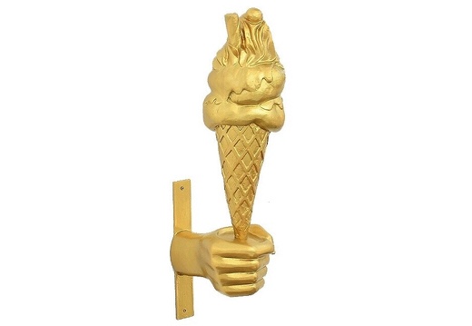 JJ211 GOLD ICE CREAM WITH FLAKE CHERRY IN LARGE GOLD HAND
