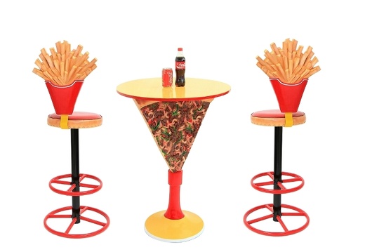 JJ407 PIZZA TABLE 2 FRENCH FRIES CHIPS CHAIRS