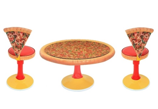 JJ408 DELICIOUS LOOKING PIZZA TABLE 2 PIZZA CHAIRS