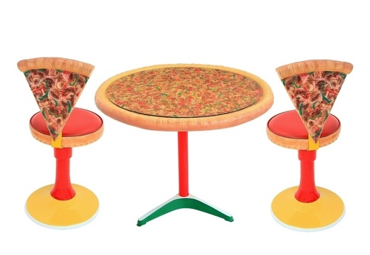 JJ409 DELICIOUS LOOKING PIZZA TABLE 2 PIZZA CHAIRS