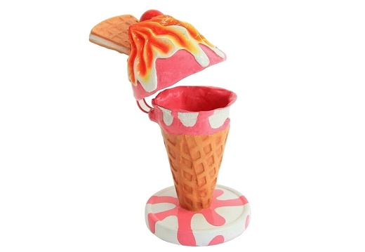 JJ617 DELICIOUS PINK ICE CREAM WITH WAFFLE CHERRY TRASH BIN 3 FOOT TALL 2