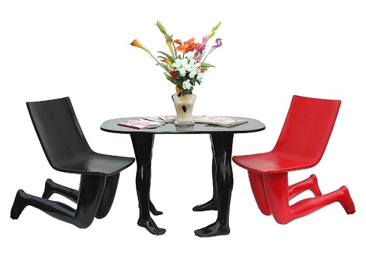 JBF013A MALE FEMALE LEGS DINNING TABLE CHAIRS SET 2