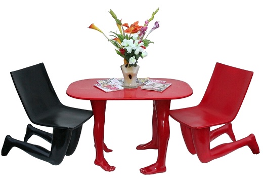 JBF013A MALE FEMALE LEGS DINNING TABLE CHAIRS SET 3