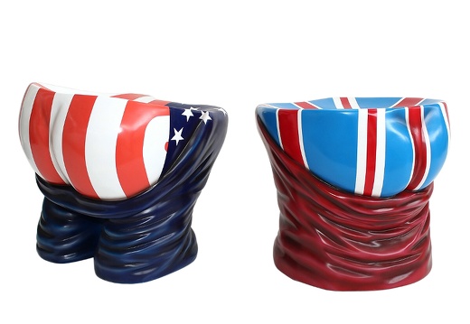 JBF072 FUNNY HIS HERS BOTTOM STOOLS ANY FLAGS DESIGNS PAINTED 3