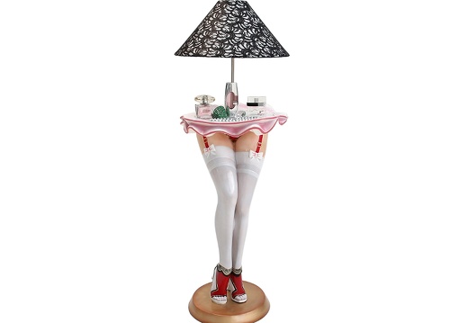 JBF096 SEXY STOCKINGS LEGS PERFUME ACCESSORY DISPLAY STAND BLACK LACE LAMP WHITE SEAMED STOCKING 1