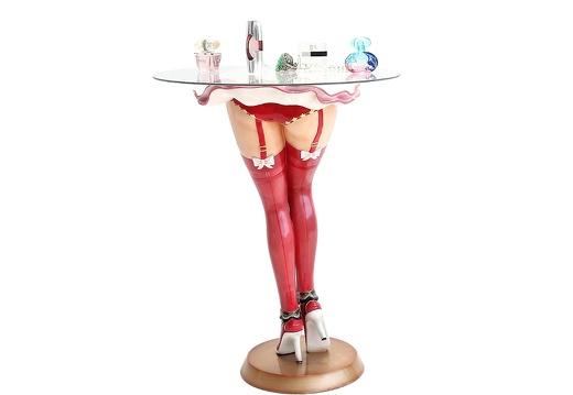 JBF100 SEXY STOCKINGS LEGS PERFUME ACCESSORY DISPLAY TABLE RED SEAMED STOCKING 2