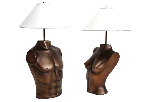 JBF108 HIS HERS BRONZE EFFECT TABLE LAMP BUSTS