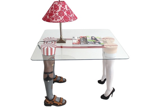 JBF114 FUNNY MENS LEGS SEXY WHITE STOCKINGS FEMALE LEGS 2 SEATER DINNING TABLE