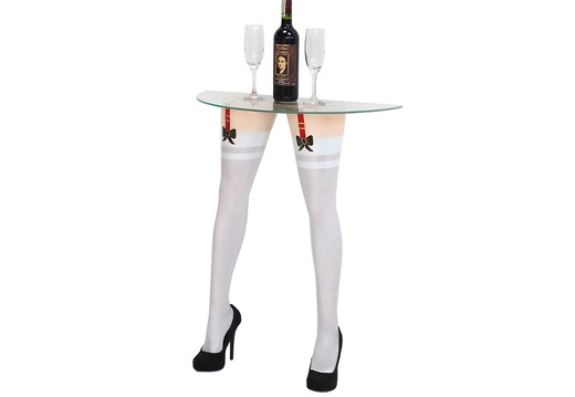 JBF117 SEXY STOCKING LEGS WHITE SEAMED STOCKINGS WALL SIDE TABLE