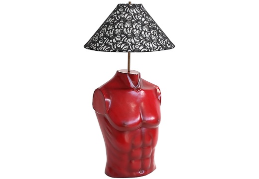 JBF149 RED GRANITE EFFECT MALE BUST TABLE LAMP