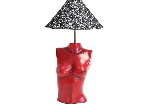 JBF150 RED GRANITE EFFECT FEMALE BUST TABLE LAMP 1