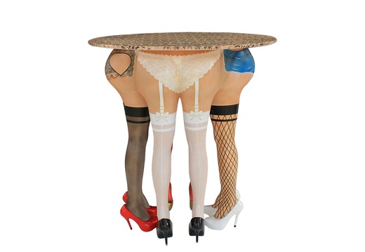 JJ493 4 X SEXY FEMALE ASS STOCKING LEGS TABLE GOLD BLACK LACE EFFECT TOP 2