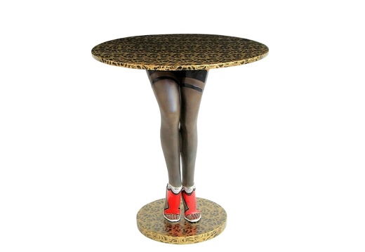 JJ605 SEXY FEMALE BLACK STOCKING LEGS TABLE GOLD BLACK LACE TOP 1