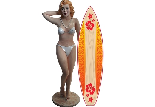 1533 SEXY CUTE SURFING BIKINI GIRL WITH SURFBOARD STATUE