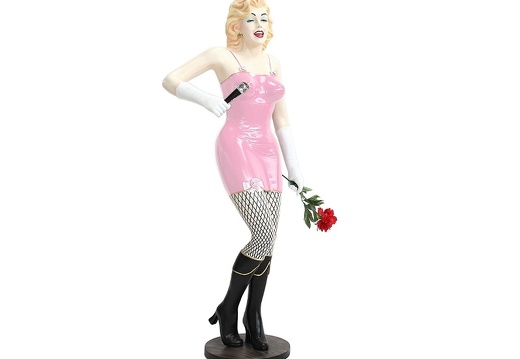 JBH069 MARILYN MONROE PINK IN FISHNETS SINGING WITH MICROPHONE ROSES 2