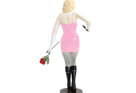 JBH069 MARILYN MONROE PINK IN FISHNETS SINGING WITH MICROPHONE ROSES 3