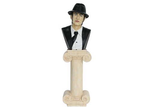 JBHB004A ELWOOD BLUE BLUES BROTHERS LIFE SIZE BUST ON MARBLE EFFECT PILLAR