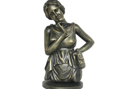 JBSH009 ANTIQUE APHRODITE BRONZE BUST WITH STAND