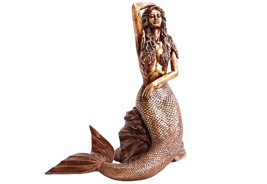 JBTH172 BEAUTIFUL GOLD EFFECT MERMAID SITTING ON A ROCK AVAILABLE AS A WATER FOUNTAIN 1