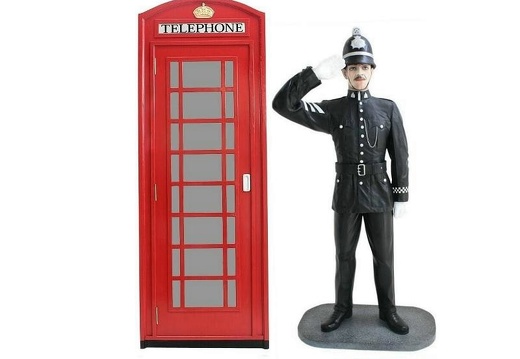 JBTH198 FAMOUS RED BRITISH TELEPHONE BOX DOOR BRITISH POLICEMAN SALUTING