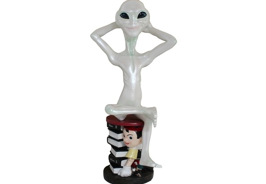 JJ5020 FUNNY ALIEN SAT ON ON PINOCCHIO WITH SCHOOL BOOKS STOOL 1