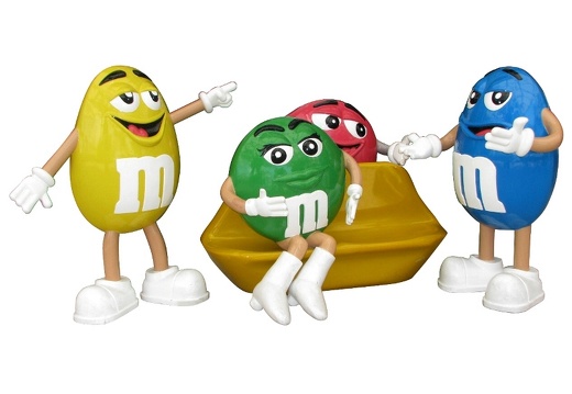 JJ6095 FOUR FUNNY CHOCOLATE MM ADVERTISING STATUES