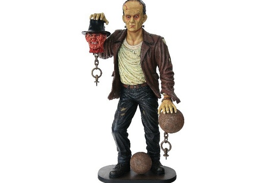 N6278 FRANKENSTEIN THE MONSTER LIFE SIZE STATUE HOLD FREDDY KRUGERS HEAD 1