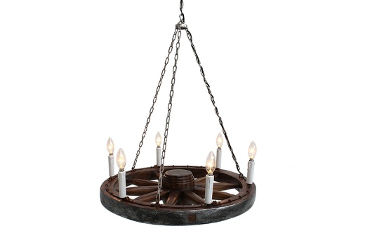 JBF059 ANTIQUE WAGON WHEEL CHANDELIER WITH 6 LAMPS