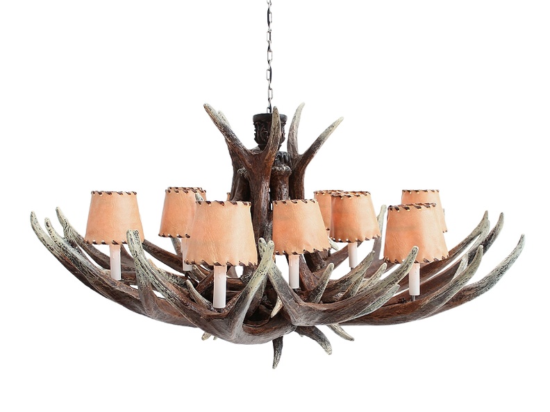 JBF069_ANTLER_HORN_CHANDELIER_WITH_10_LAMPS_LEATHER_LAMPSHADES.JPG