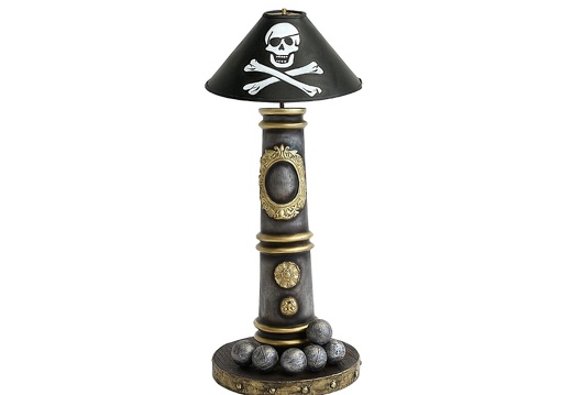 JBP167 MEDIEVAL CANNON CANNON BALLS PIRATE LAMP ANTIQUE WOOD EFFECT BASE SMALL